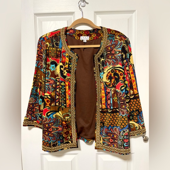 Joan Rivers Jackets & Blazers - Joan Rivers Women’s Patchwork Print Open Cropped Jacket sz L